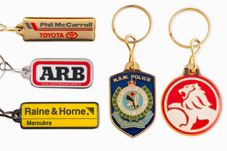 Collection of diverse and custom keyrings and badges to promote any business and brand.